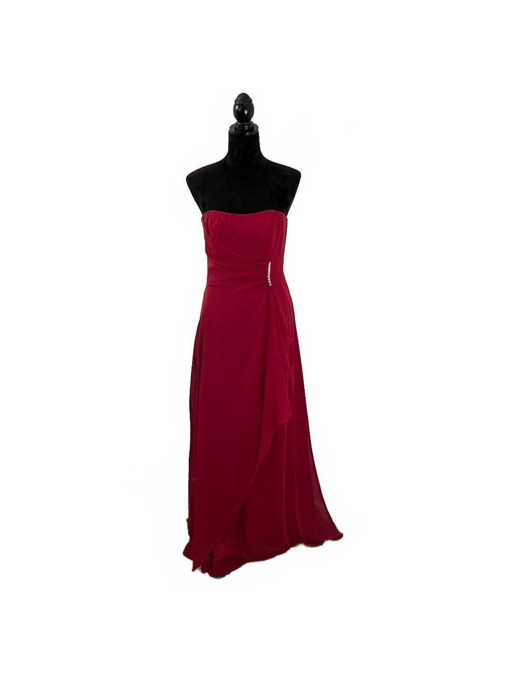 Y2K Forever Yours Red Beaded Strapless Evening Gown 2000’s Fairy Formal
